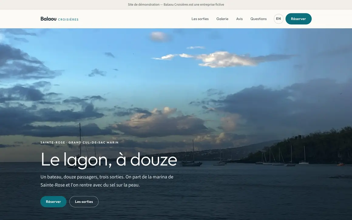 Page d’accueil du site Balaou Croisières
