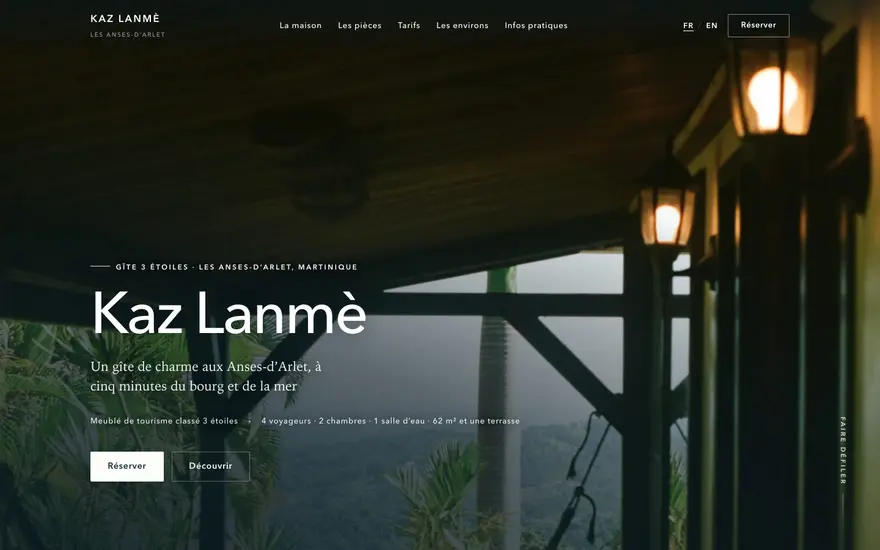 Page d’accueil du site Kaz Lanmè