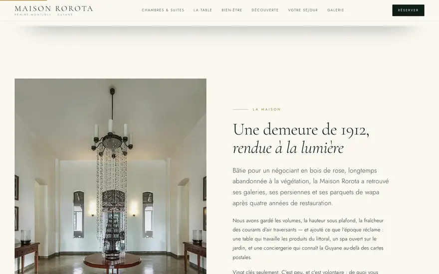 Page d’accueil du site Maison Rorota